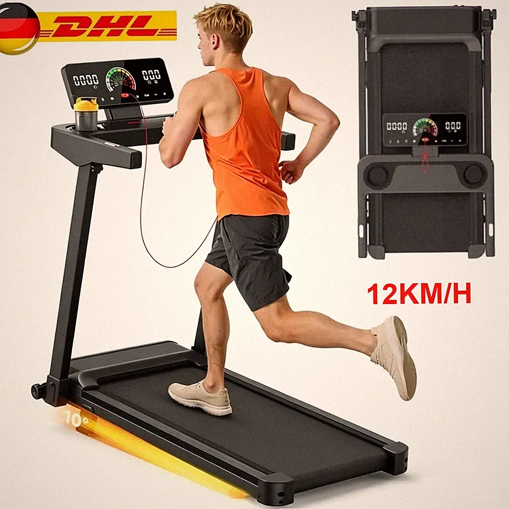 10% Laufband Klappbar elektrisch Walking Pad LCD mit Steigung Neigung 12km/h