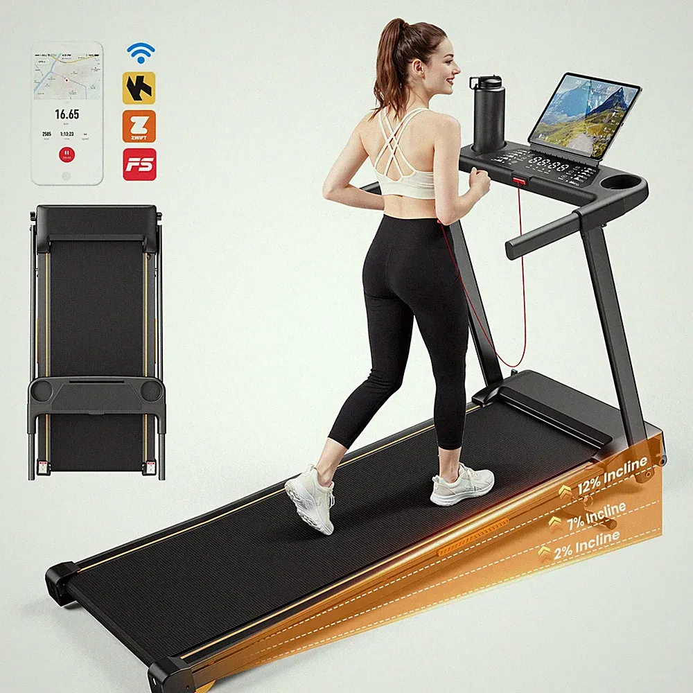 12% Laufband für Zuhause klappbar Heimtrainer mit Handlauf APP LED-Anzeigetafel