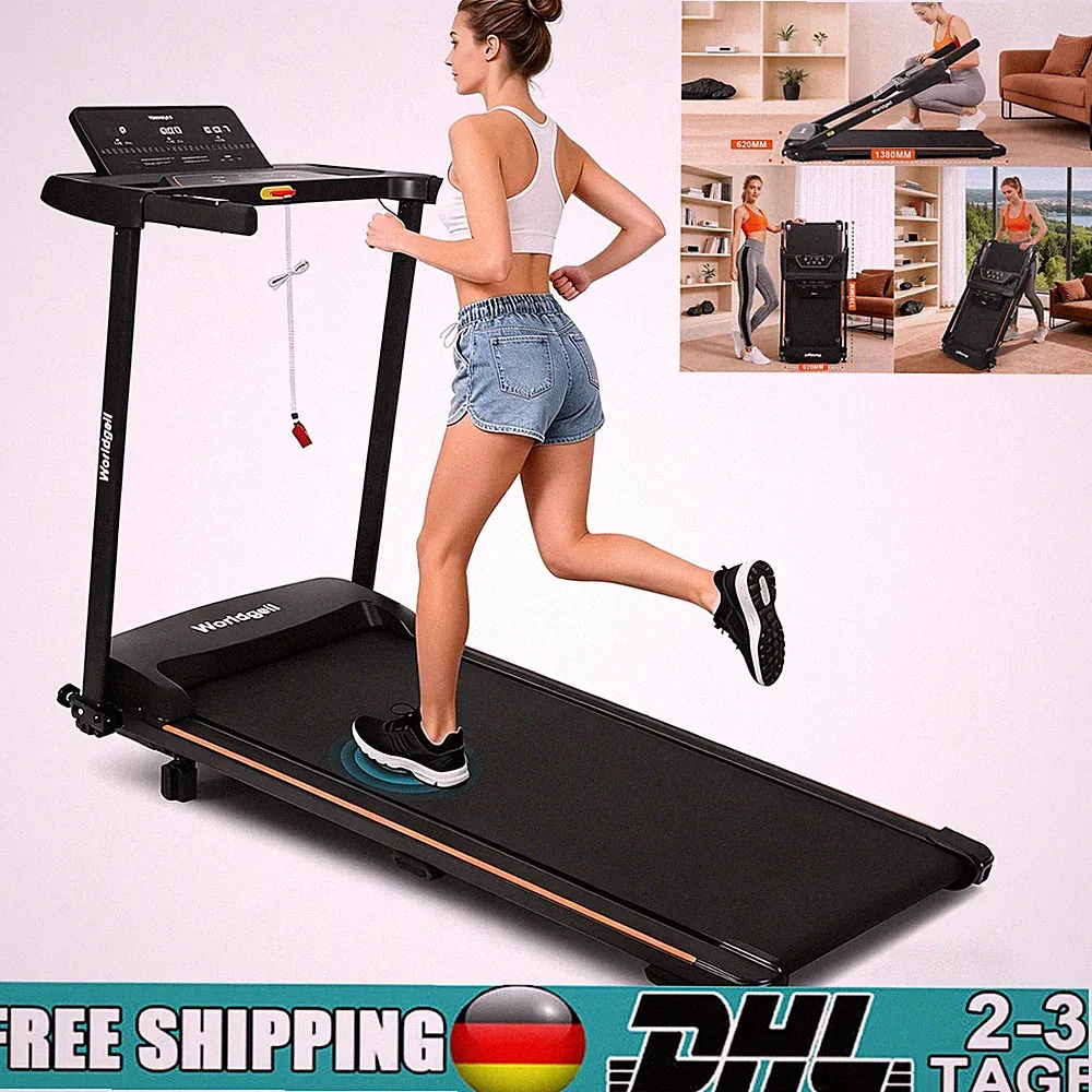 1Laufband für Zuhause mit Steigung Klappbar Walking Pad bis 90kg 1-14 km/h