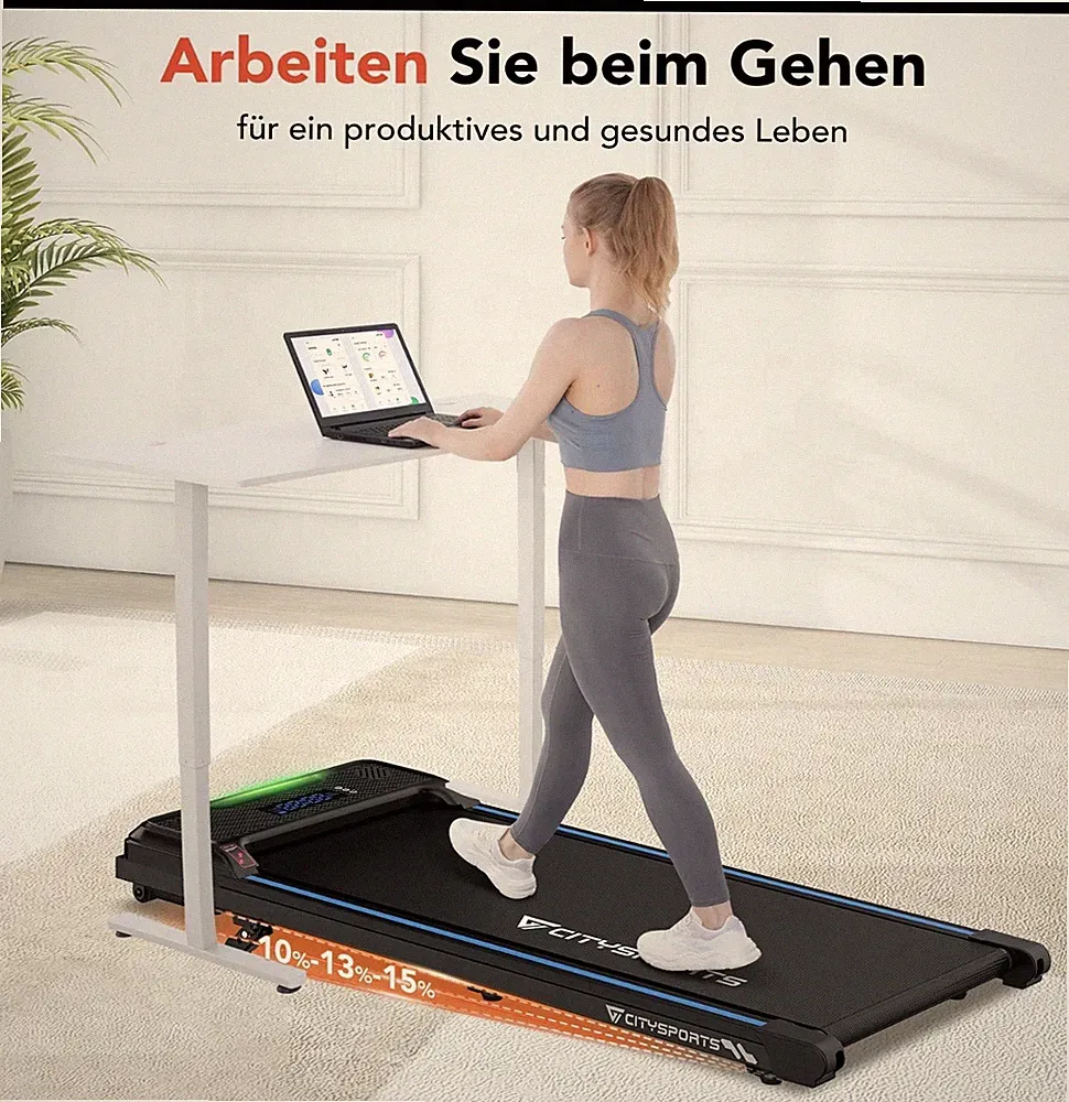 2. CITYSPORTS Laufband Walking Pad 1–6 km/h Klappbar Home Office Fitnessgerät