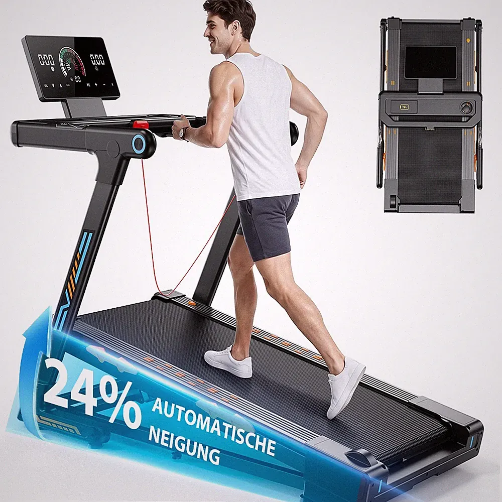 24% Laufband für Zuhause klappbar Heimtrainer mit Handlauf APP LED-Anzeigetafel