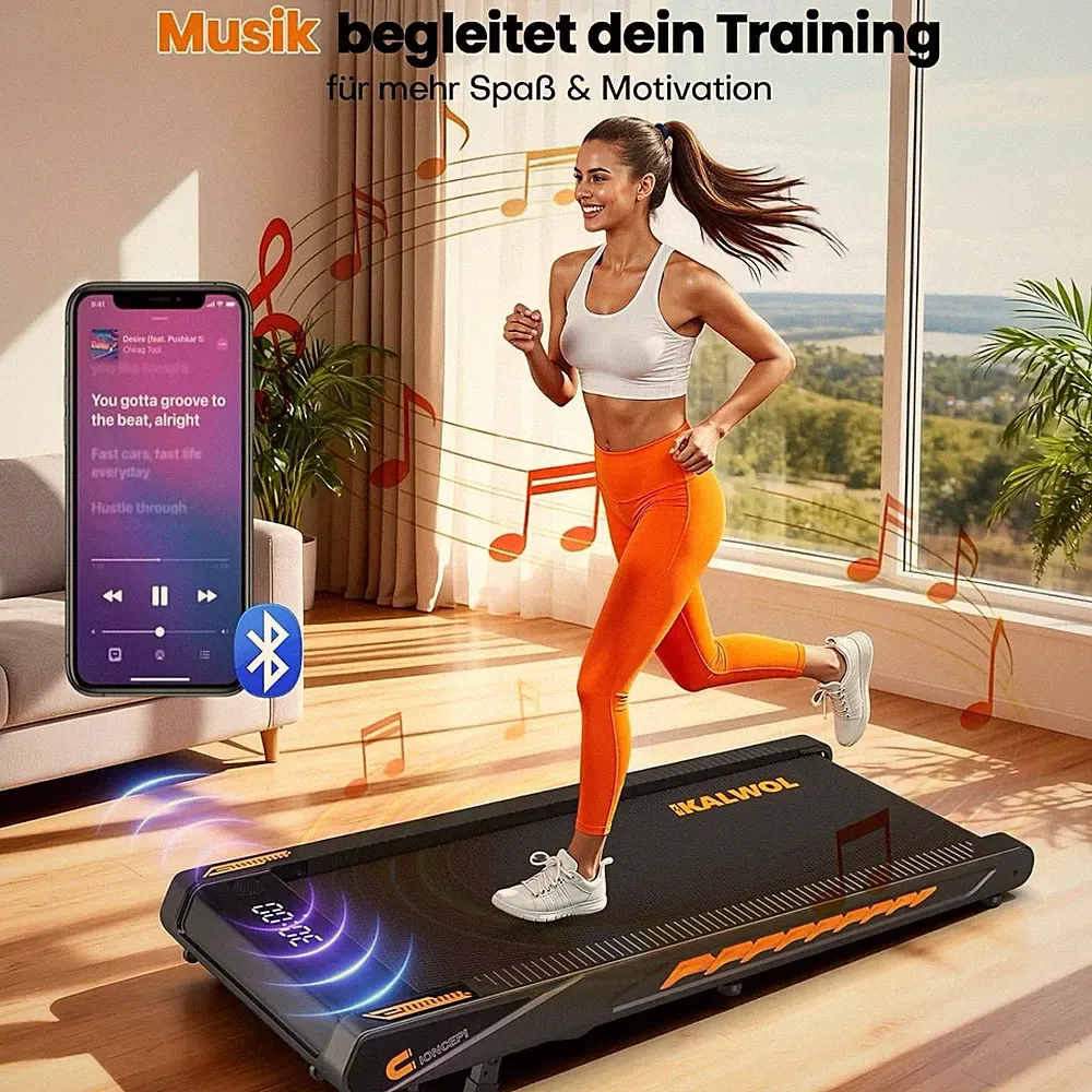 4in1Walking Pad mit Bluetooth Lautsprecher10km/h Laufband mit 10%Steigung 2.75HP