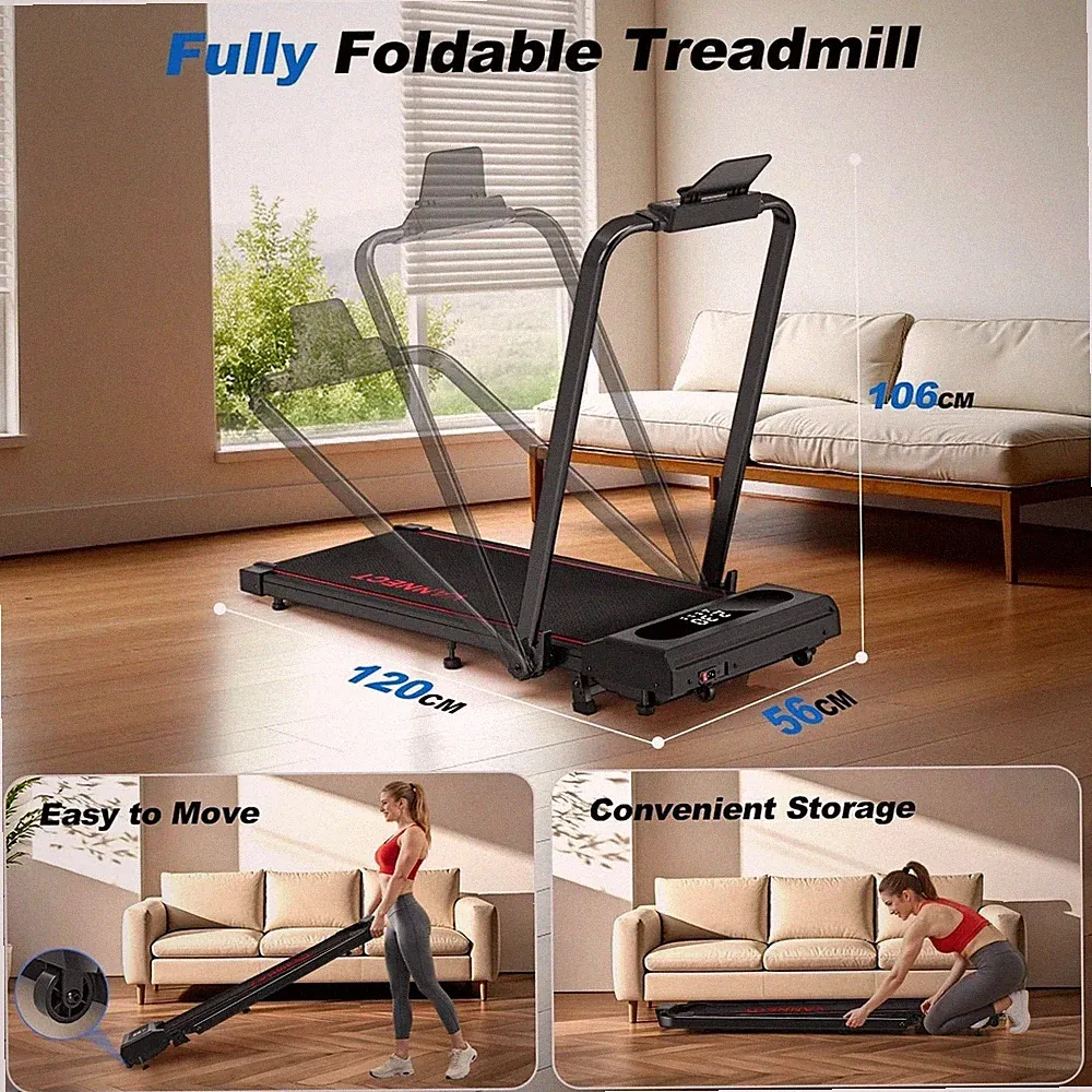 6 in 1 klappbares Laufband mit 12KM/H, 9% Steigung Walking Pad mit Fernbedienung, 350LBS