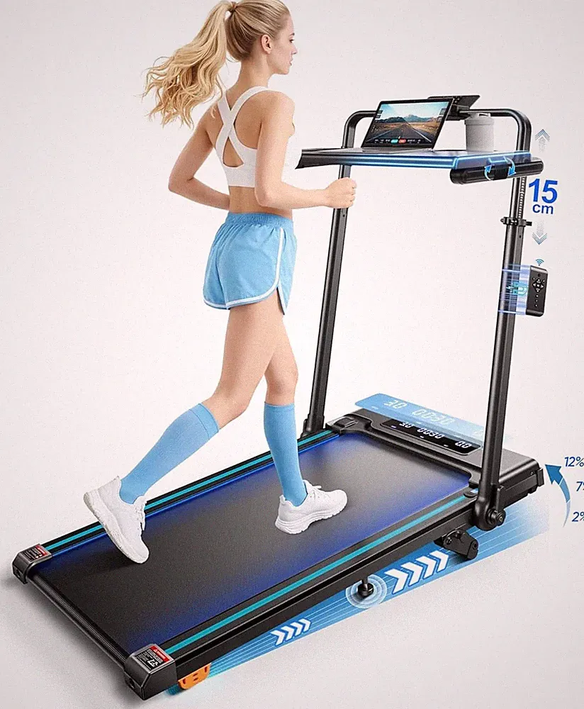 6-IN-1 Laufband Für Zuhause Klappbar Mit Abnehmbarem Tisch,3.0Hp Laufbander Mit