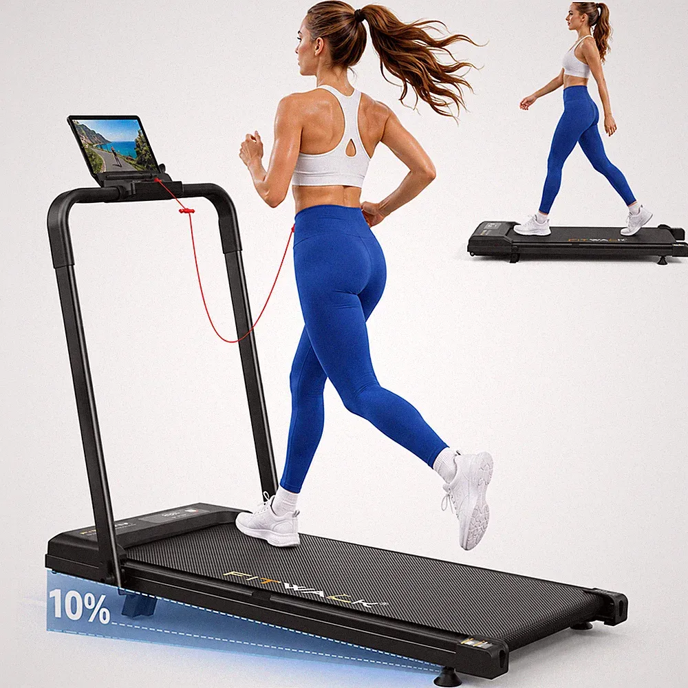 6-in-1 Walking Pad Laufband mit Steigung 10% Geschwindigkeit 12 km/h & Griff Zuhause/Büro
