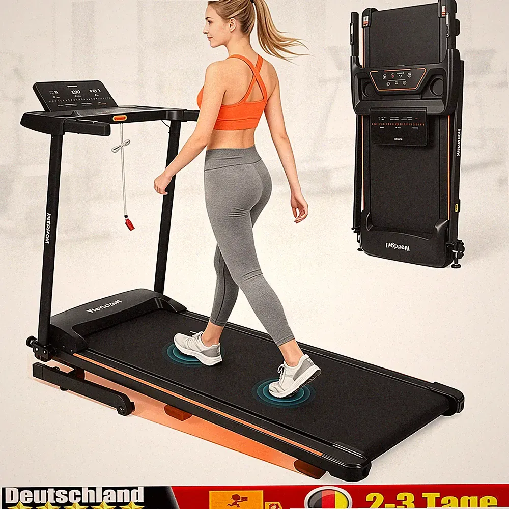 7% Laufband für zuhause 1-14 km/h Heimtrainer Mit Bluetooth Leise & Klappbar