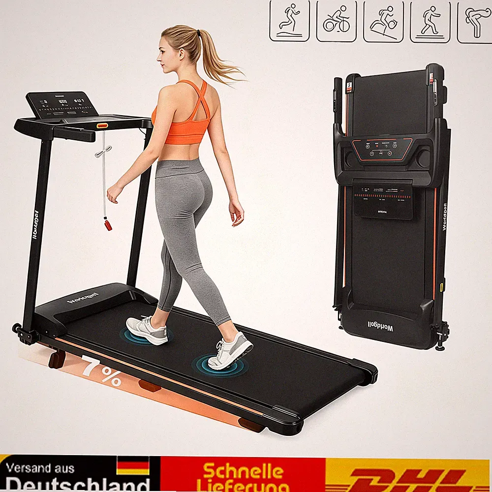 7 % Steigung Laufband, Leise & Klappbar, 1-14 km/h, mit Bluetooth, LED-Display