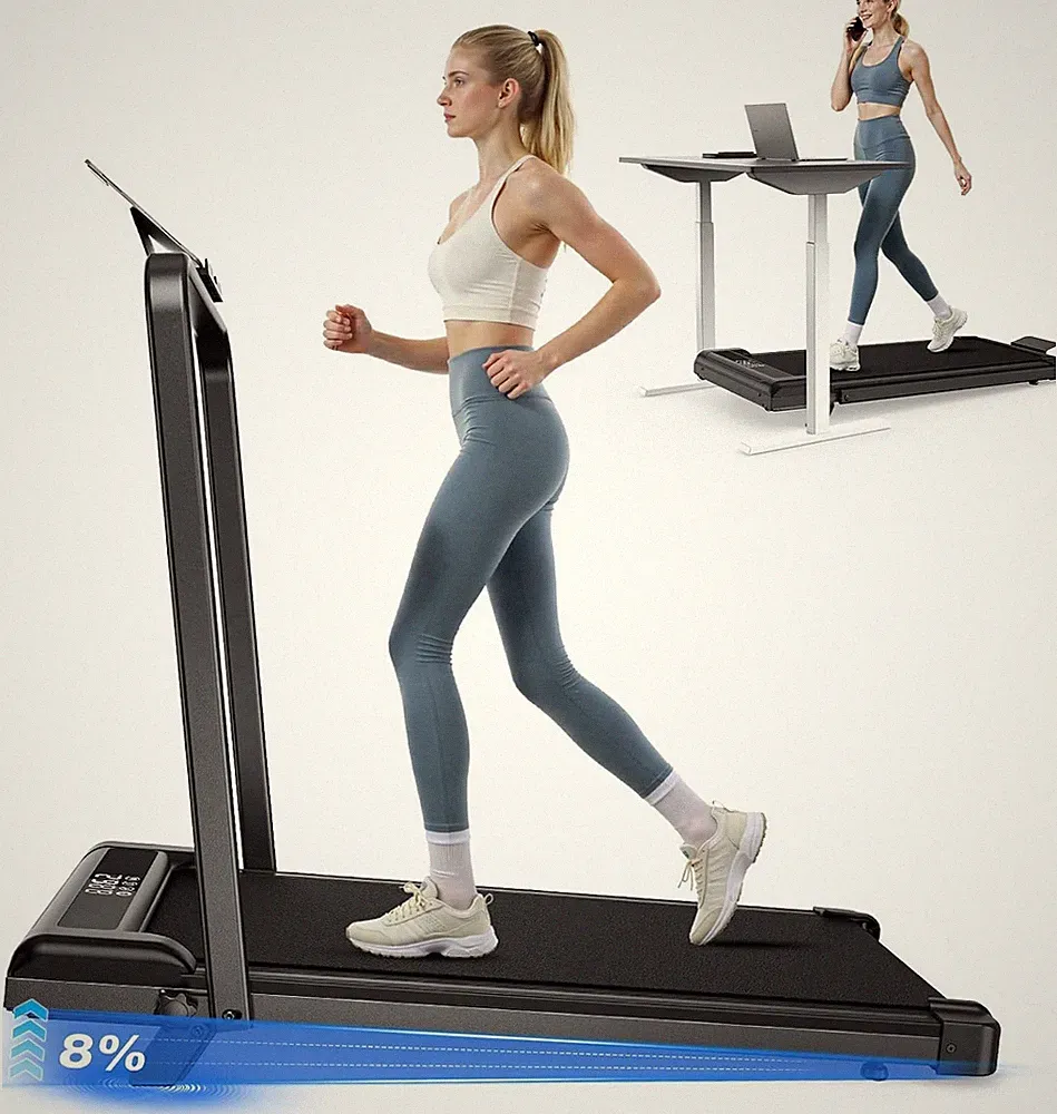 8% Laufband für Zuhause Klappbar mit Handlauf, 10 km/h, Leise, bis 130 kg