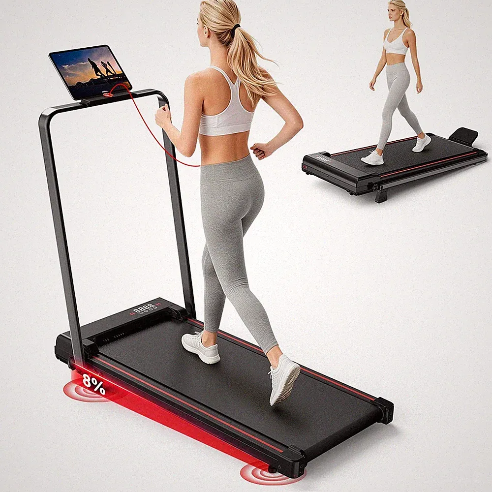 8% Laufband für Zuhause Klappbar T6 mit Handlauf, 1-8 km/h, Leise, bis 130 kg
