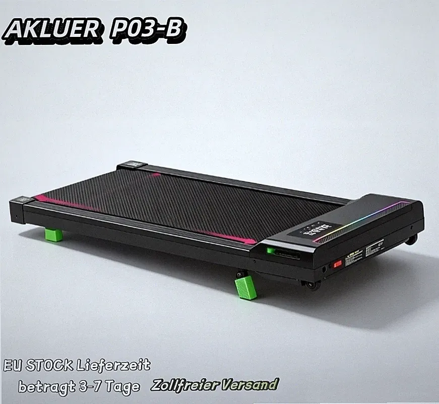 Akluer P03-B Laufband 0,6–4mph 150kg Traglast bürstenlos 6% Neigung 2,5PS