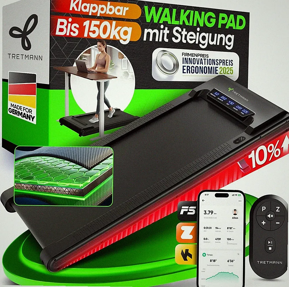 B-Ware Tretmann Walking Pad mit Steigung klappbar Walking Pad Laufband