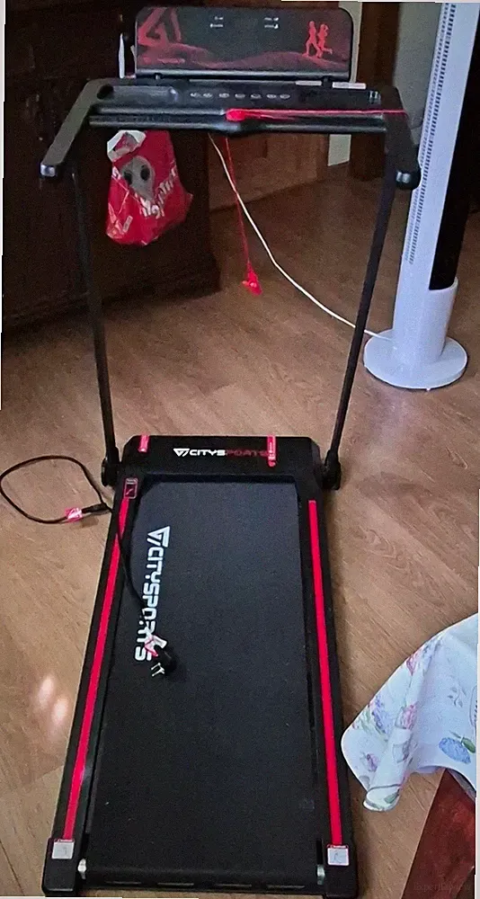 CITYSPORTS elektrisches Laufband klappbar mit Display & Haltegriff schwarz/rot