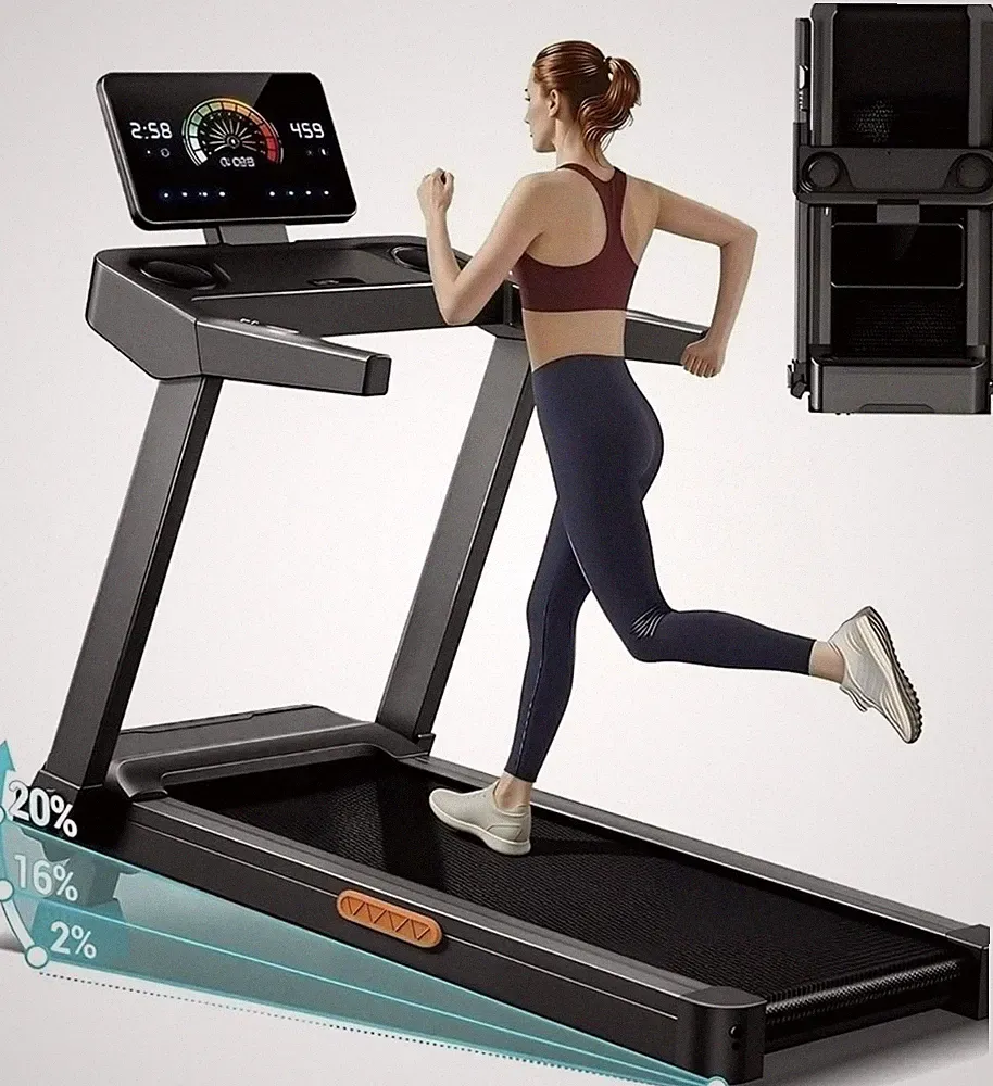 CURSOR FITNESS faltbares Laufband für Zuhause mit 20% Steigung, 14KM/H klappbar 180K
