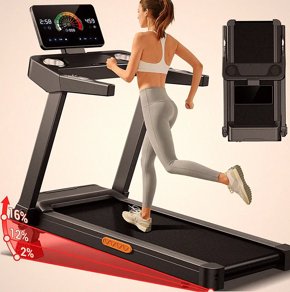 CURSOR Laufband Für Zuhause Mit Steigung 16%, 14KM/H Laufband Klappbar Mit Pulsm