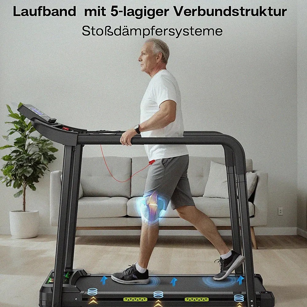 Elektrisch Laufband für Senioren Heimtrainer App Klappbar Walking Pad bis 120kg