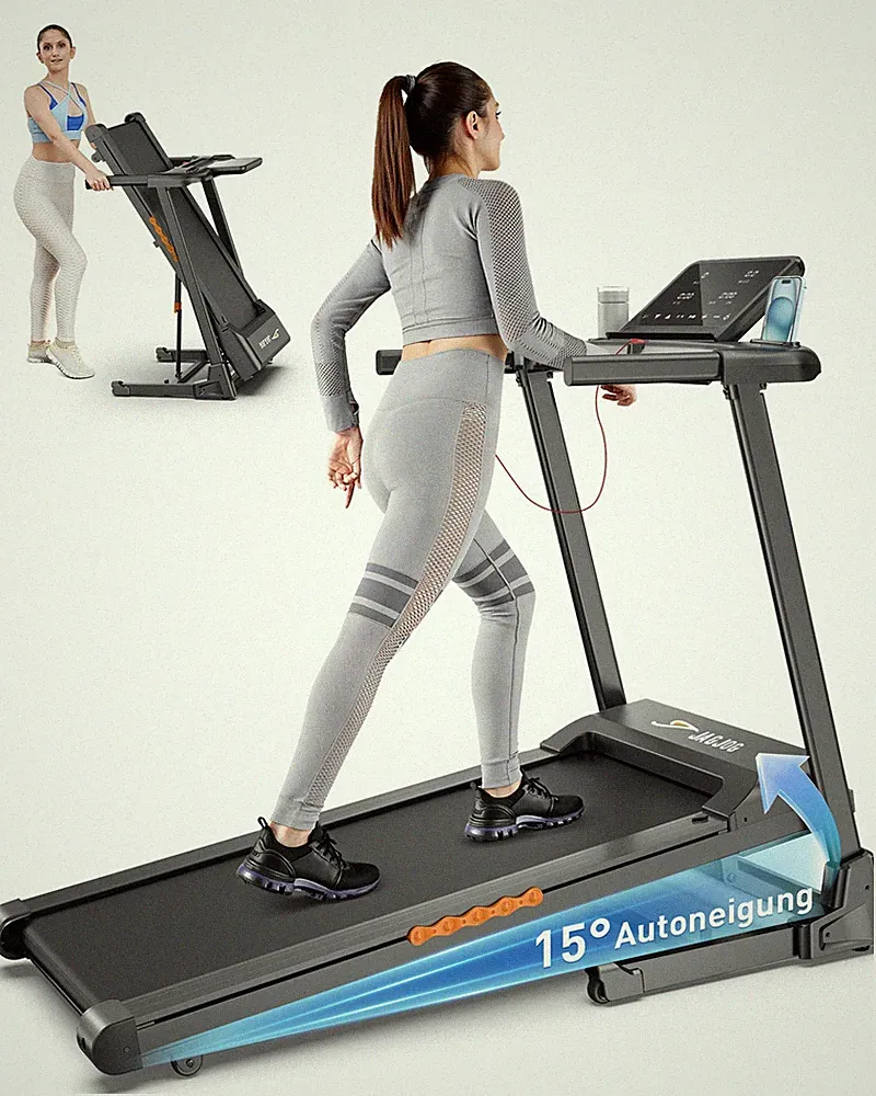 Elektrisch Laufband für Zuhause Klappbar Walking Pad mit Steigung LED 1-14KM/H