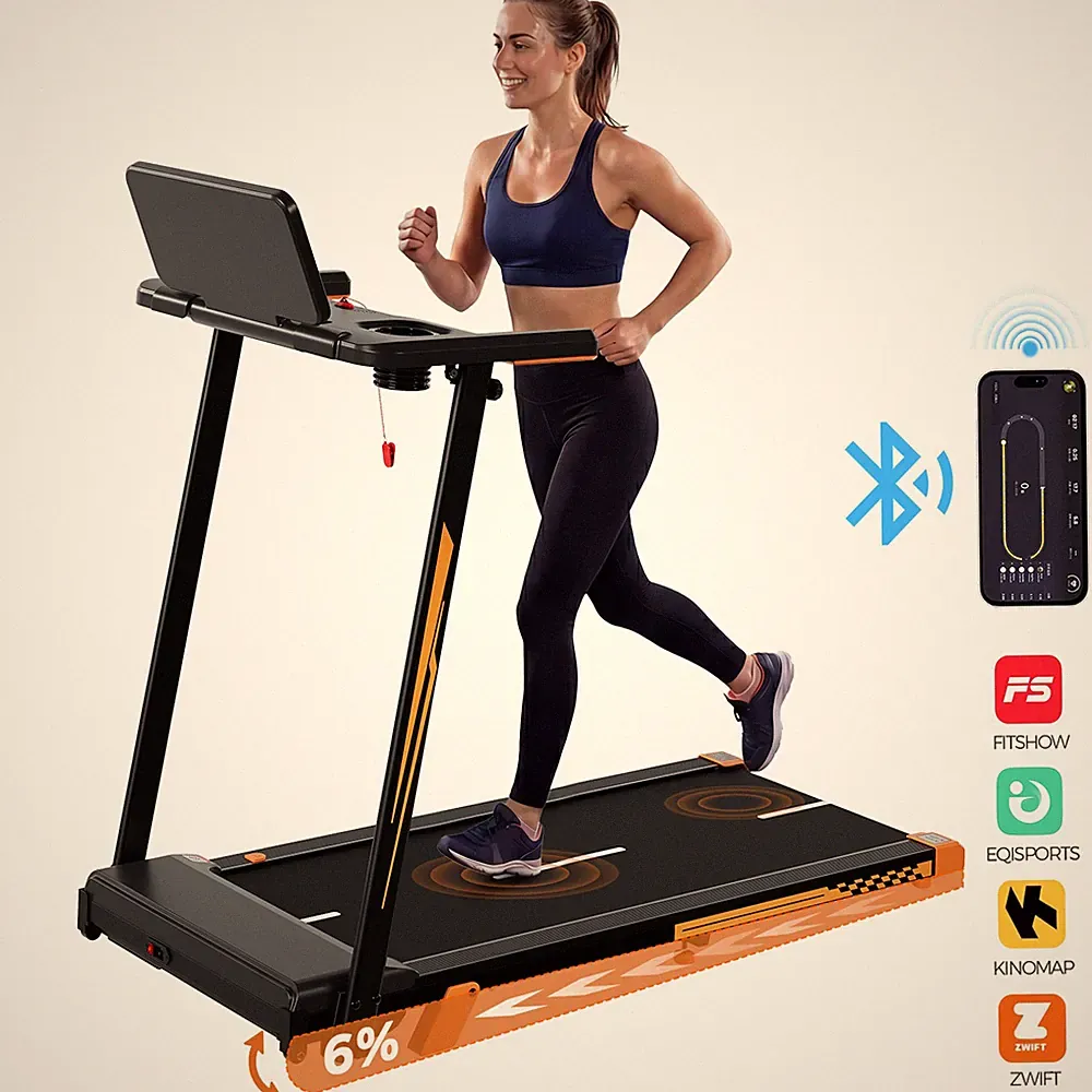 Elektrisches klappbares Laufband: Dämpfung, Bluetooth, bis 12 km/h 6% Steigung