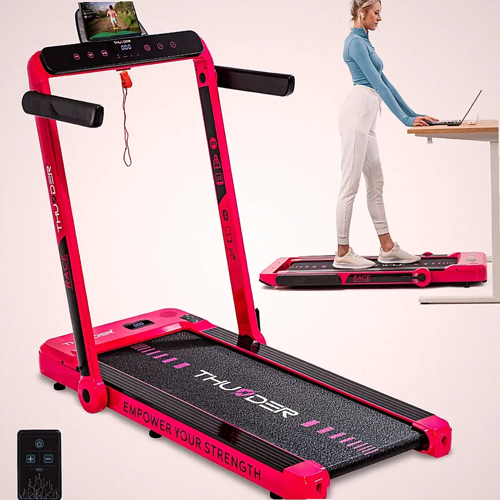Elektrisches Laufband 14km/h LED Klappbar Zuhause 130kg THUNDER® RACE-PINK