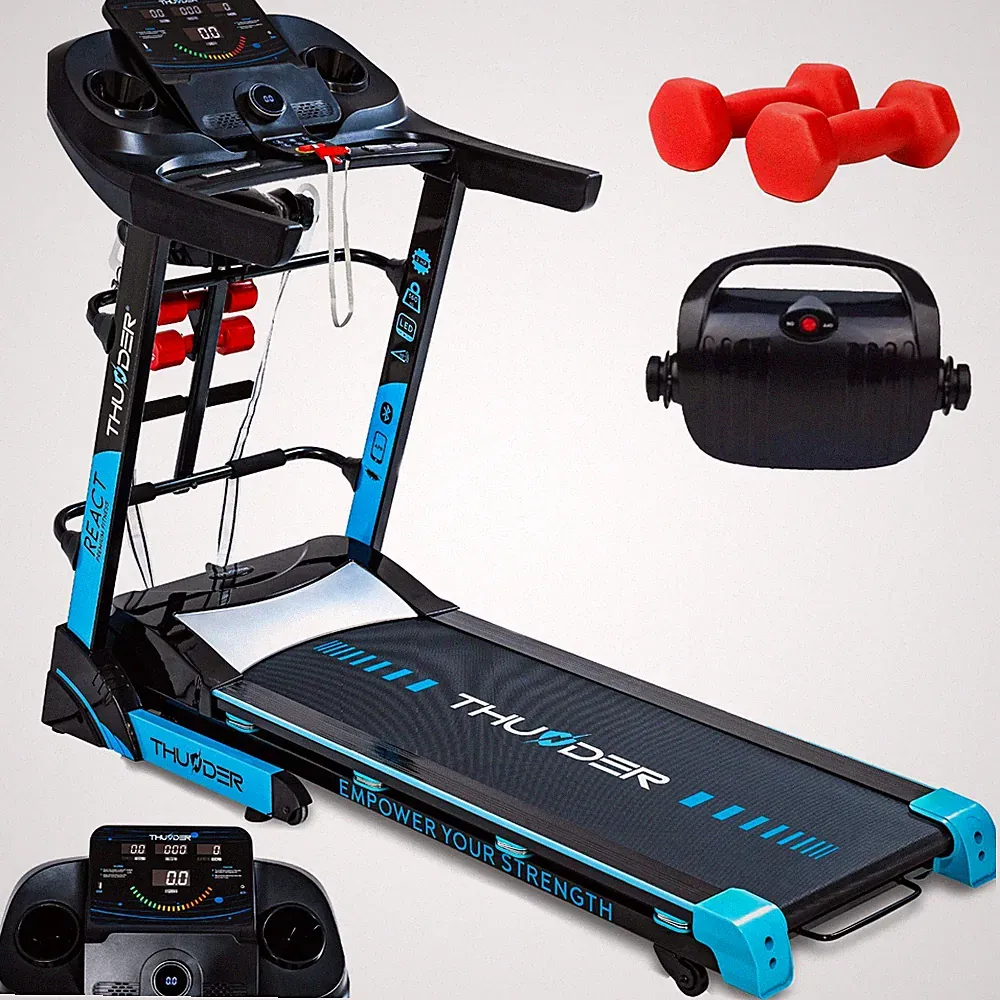 Elektrisches Laufband 18km/h LCD Puls Heimtrainer 160kg THUNDER® REACT-DS-BLACK