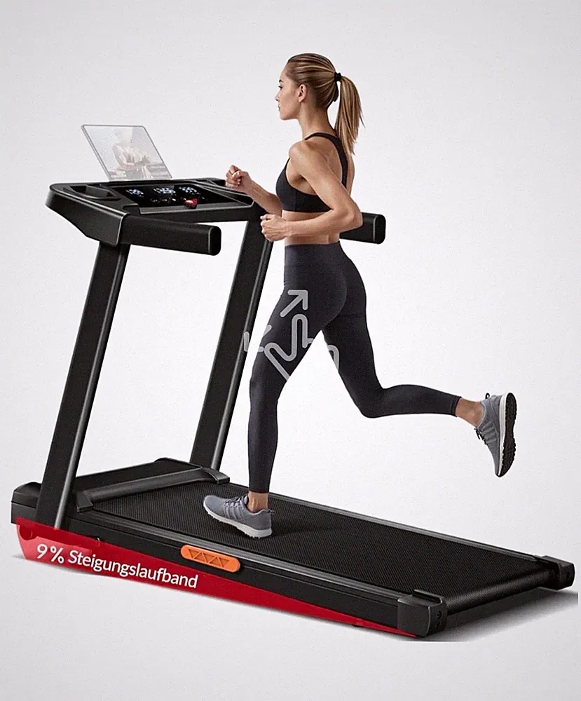 Elektrisches Laufband klappbar mit Touchscreen, 9% Neigung, 136 kg, schwarz