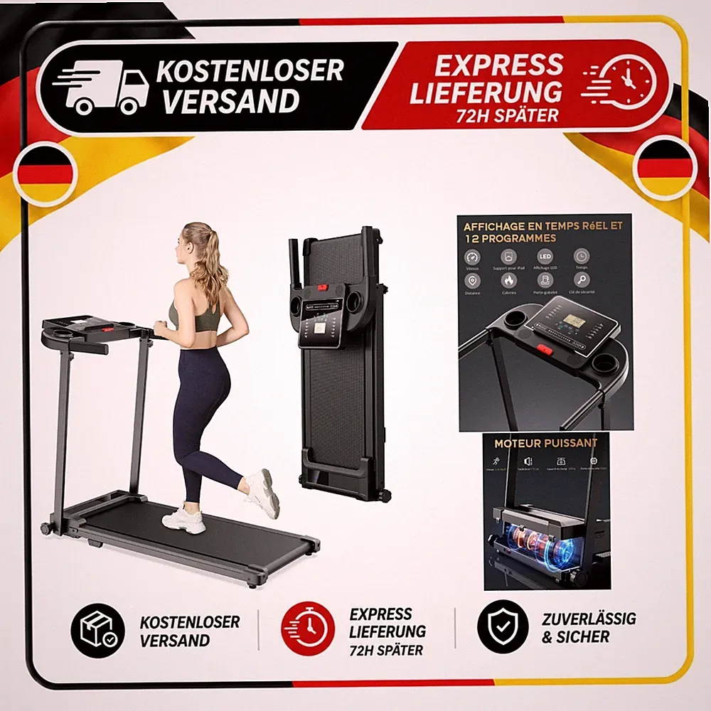 Elektrisches Laufband klappbar Walking Pad für Zuhause LED 10 km/h