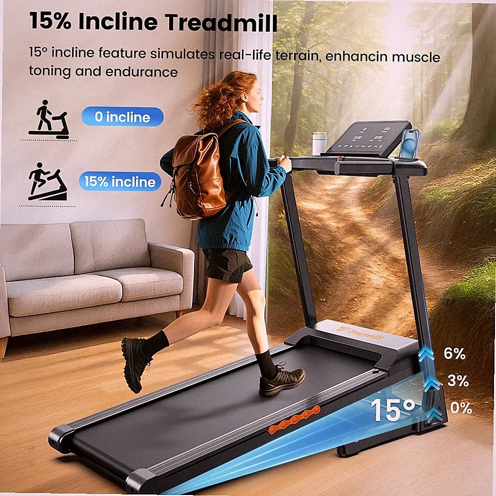 Formill Elektrisches Laufband 14km/h LCD Puls Heimtrainer Klappbar Bis 140kg EU