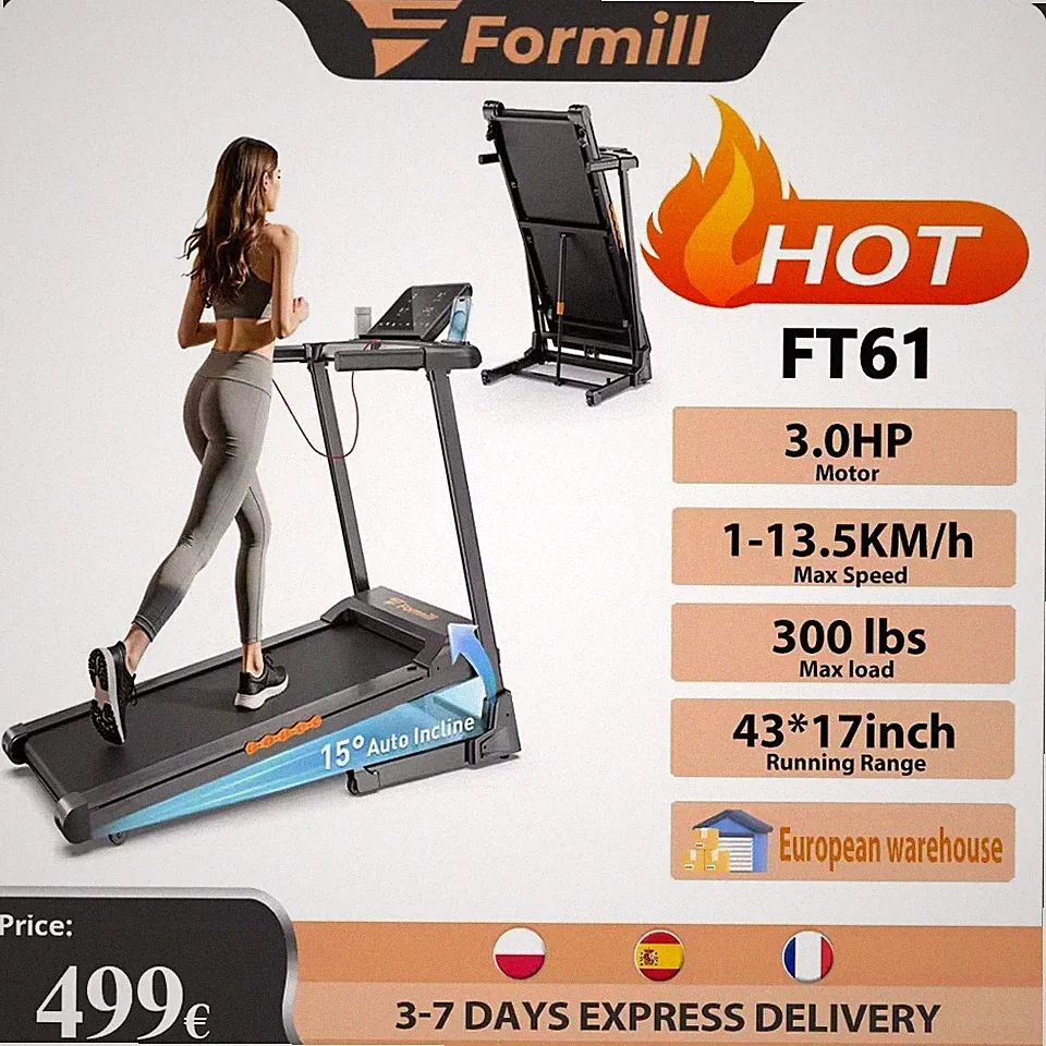 Formill FT61 14 km/h LED Puls Heimtrainer für zuhause 140kg Laufband klappbar DE