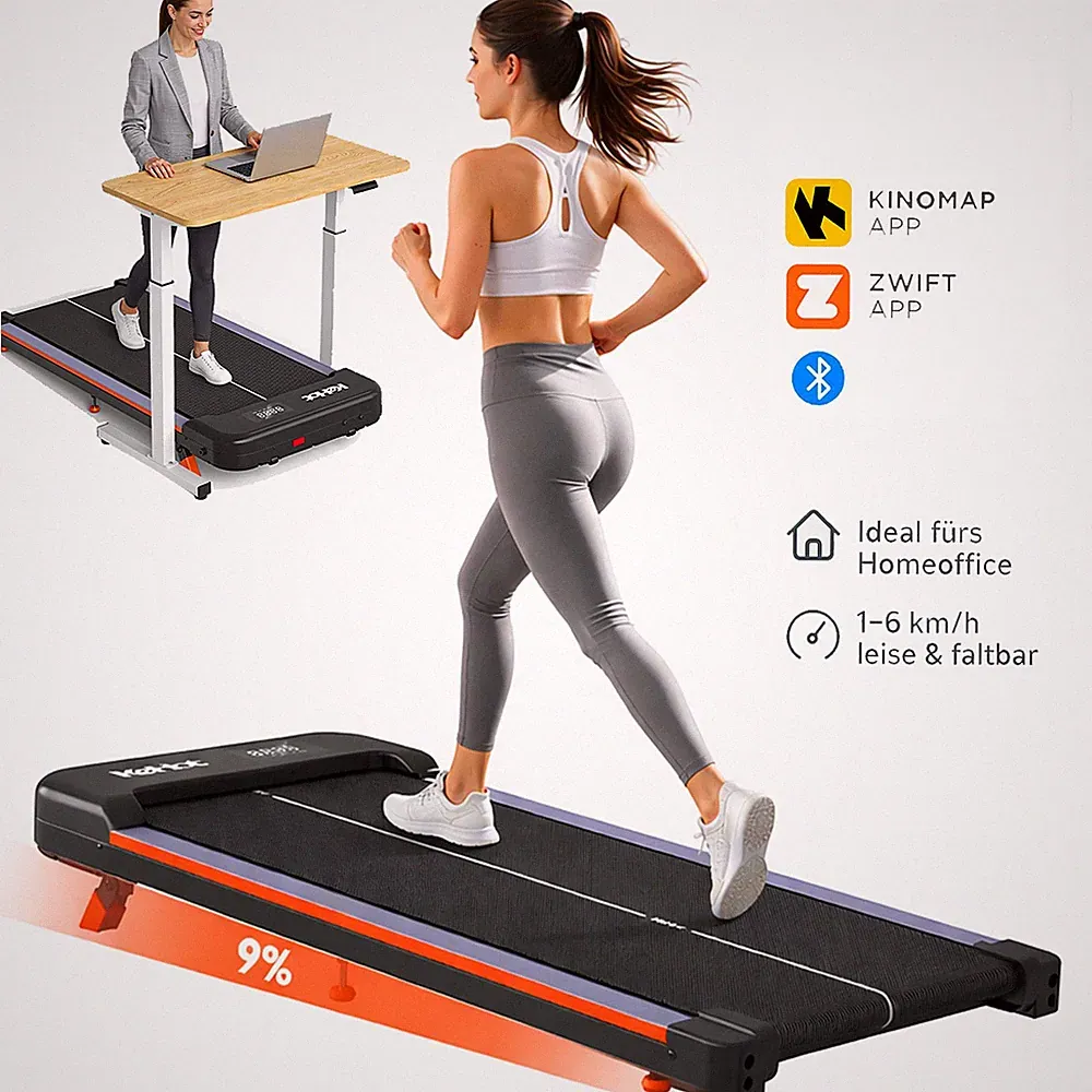 Gebraucht Walking Pad mit 9% Steigung, Kompakt Laufband 1–6 km/h