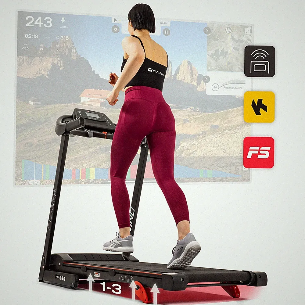 Hop-Sport Laufband HS-1000LB Rot klappbar 12 Programme bis zu 150 kg und 14km/h