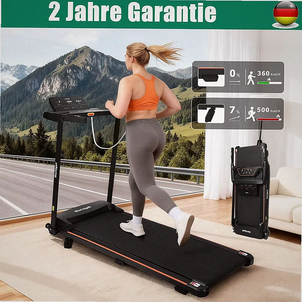 Klappbar Laufband mit Steigung für Zuhause Elektrisch Walking Pad 90KG 1-14km/h