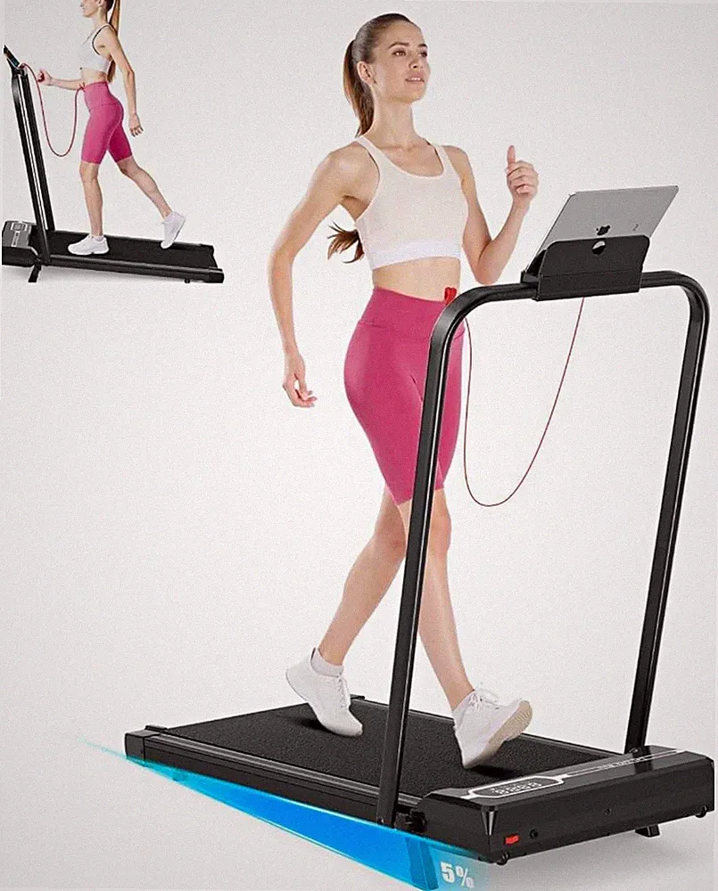 Klappbares elektrisches Laufband 1–8 km/h 5% Neigung 130 kg Schwarz