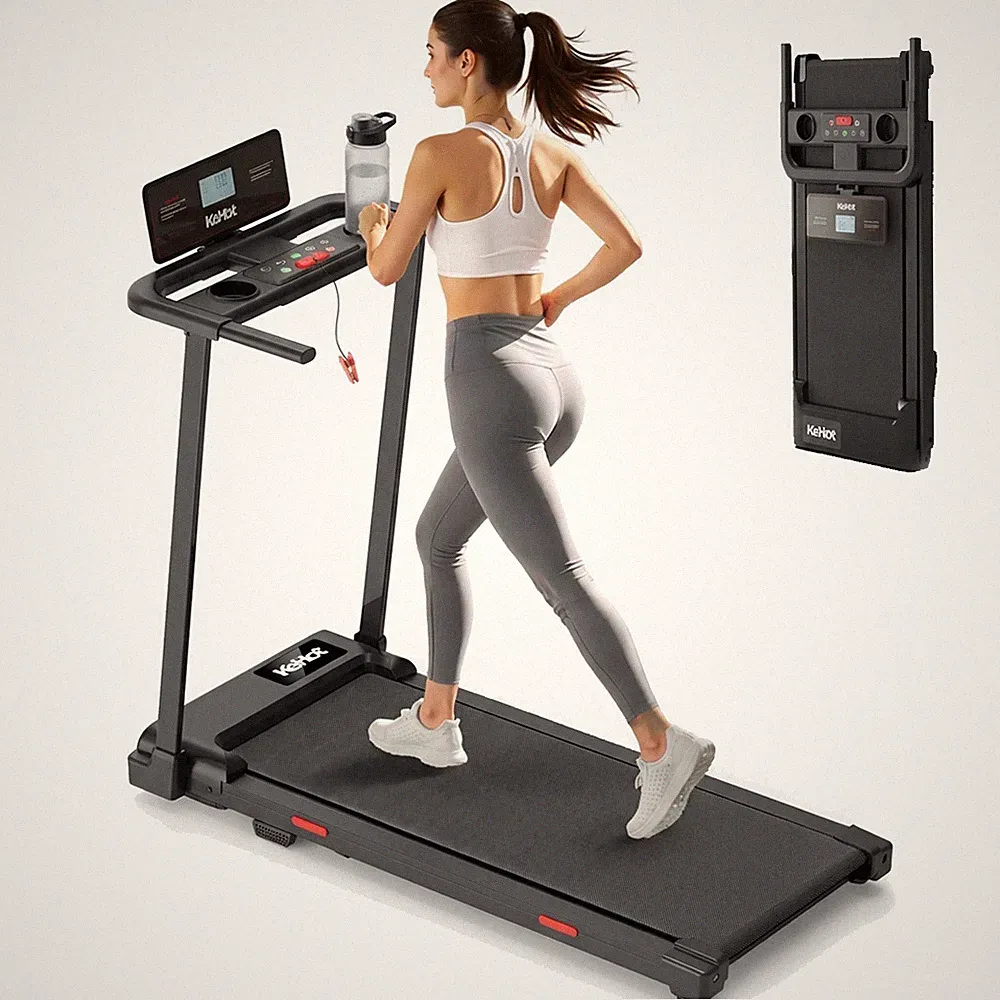 Klappbares Laufband 1–10 km/h mit Handlauf & LCD-Display für Zuhause