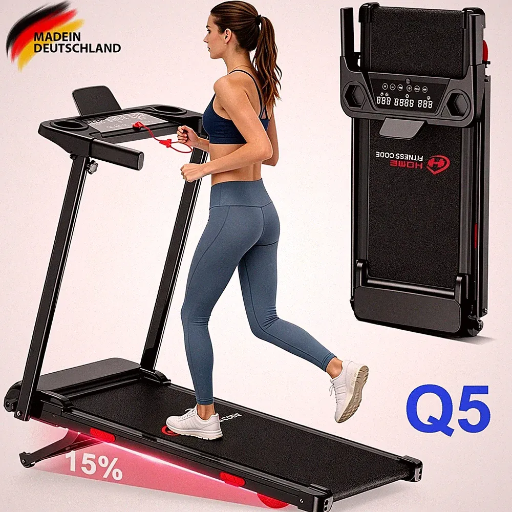 Klappbares Laufband 1–12 km/h mit Handlauf & LCD-Display für Zuhause, 39x97 cm
