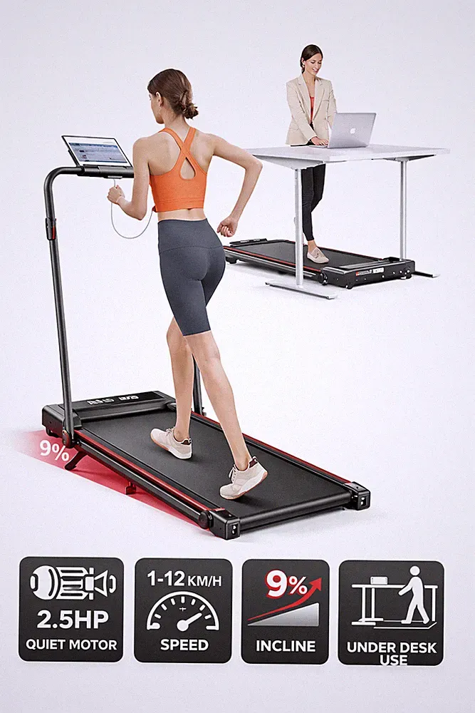 Klappbares Laufband 2,5PS 12km/h unter Schreibtisch Walking Laufmaschine LED