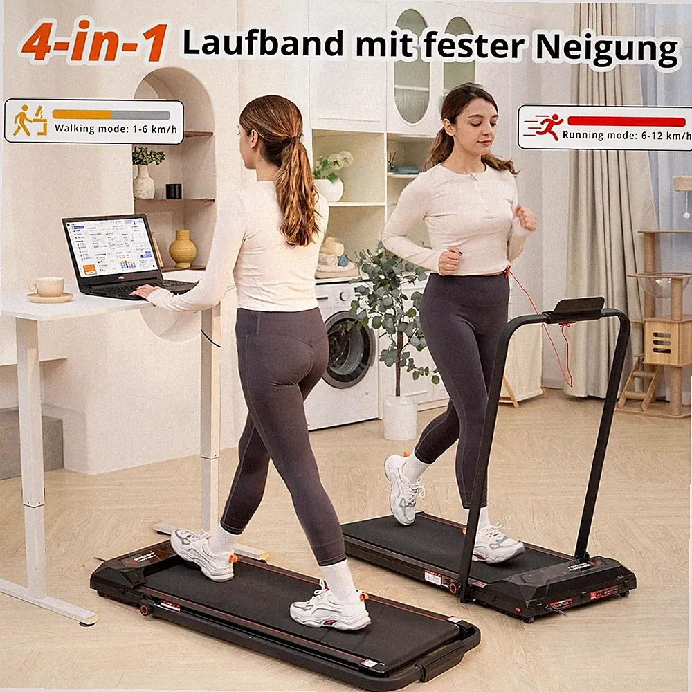 Klappbares Laufband 2in1 2.5HP LCD Display Fitness Walking Pad 300lbs