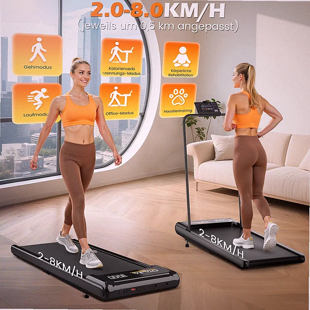 Klappbares Laufband mit Handlauf,4-Stufen Steigung,2–8 Ykaafutcfwasmqvnqjcppfggu