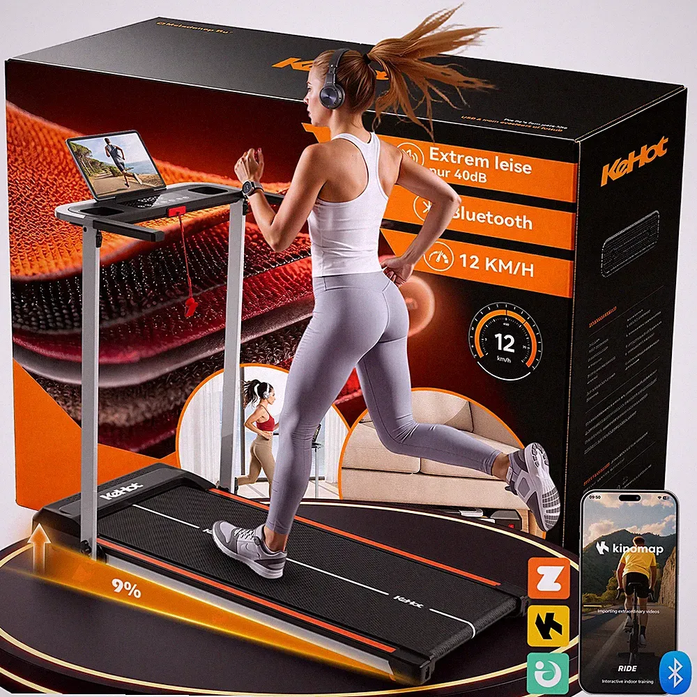 Laufband 1-12 km/h, Leise & Klappbar, Mit Bluetooth,LED-Display, für zuhause