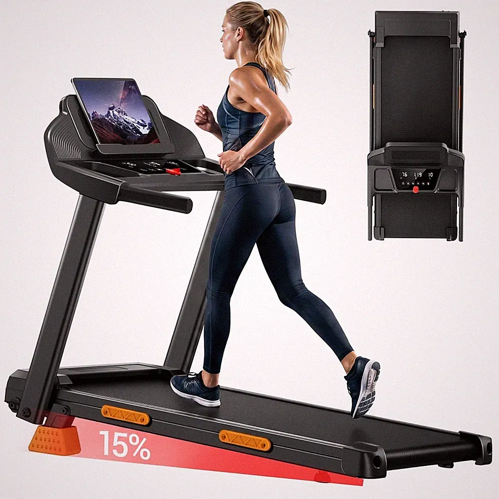 Laufband 3-Stufen 15% Steigung Manuelle Faltbar 3PS Motor für Zuhause max 12km/h