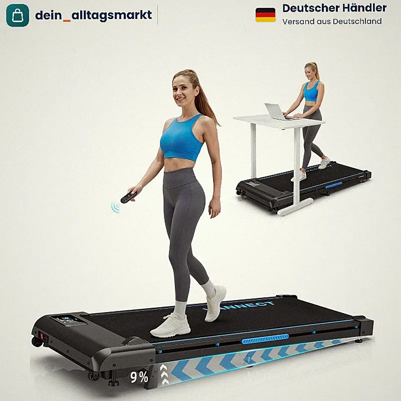 Laufband 4 in 1 Tragbar 1-10 km/h mit 9% Steigung LED-Anzeige bis 150kg