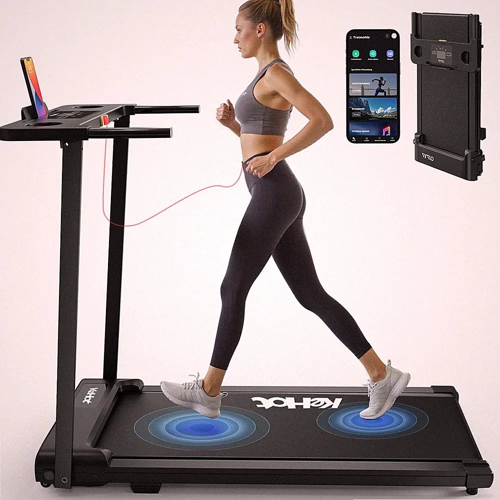 Elektrisches Laufband 12 km/h, klappbarer Fitness Heimtrainer bis 150 kg mit Han