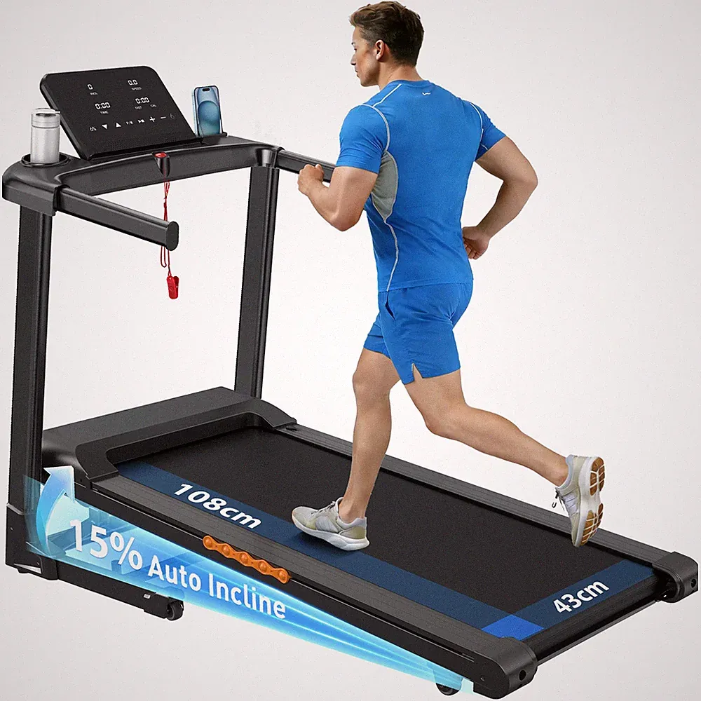 Laufband Elektrisch 14KM/H Klappbar 15% Steigung Fitnessgerät Heimtrainer 135KG