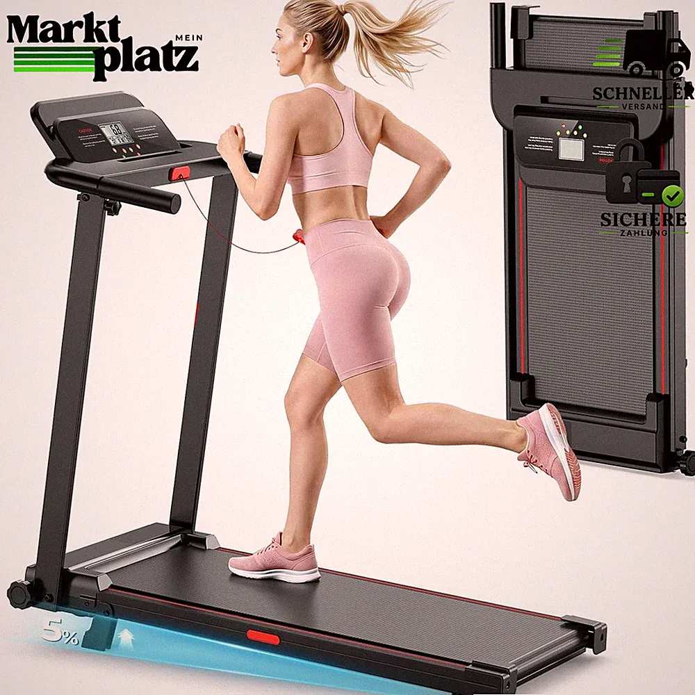 Laufband Elektrisch Klappbar bis 10km/h 12 Programme für Zuhause Klein Büro