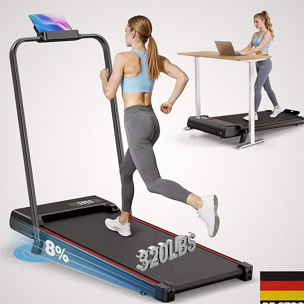 Laufband elektrisch Walking Pad LCD mit 8% Steigung für Zuhause Untertisch 130KG