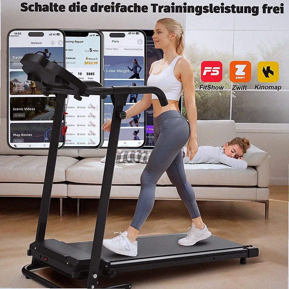 Laufband elektrisch Walking Pad LED mit Steigung für Zuhause Untertisch 120 kg