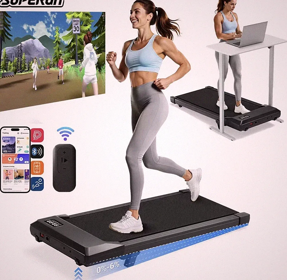 Laufband Faltbar Walking Pad 2 5PS Leise 6% Steigung LED App Büro Fitness Neu