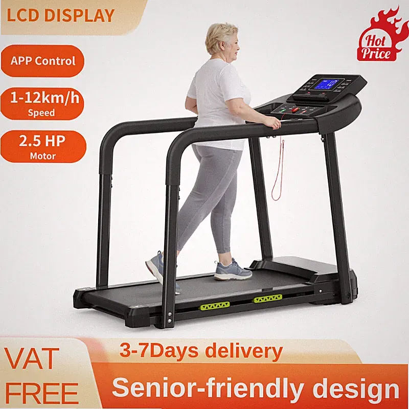 Laufband für Senioren 2,5HP 12 km/h 135kg LED Display 12 Programme Handlauf