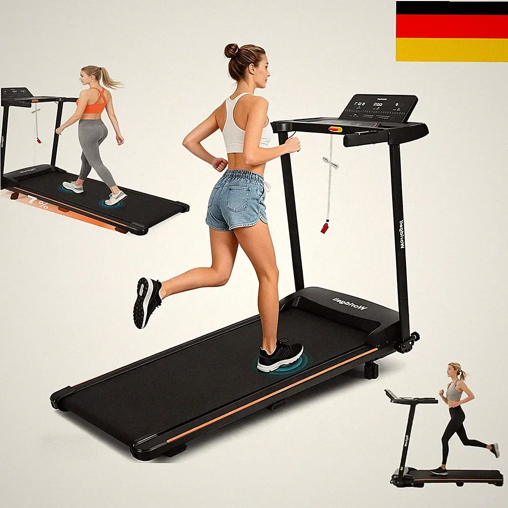 Laufband für zuhause 14 km/h Heimtrainer klappbar 7% Leise Klappbar LED Display