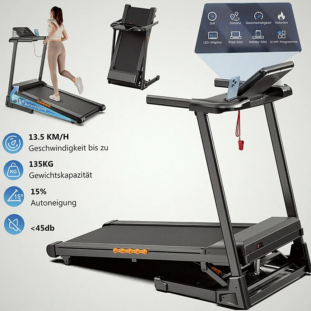 Laufband für Zuhause klappbar Heimtrainer 3.0HP Steigung 15% LED-Anzeigetafel