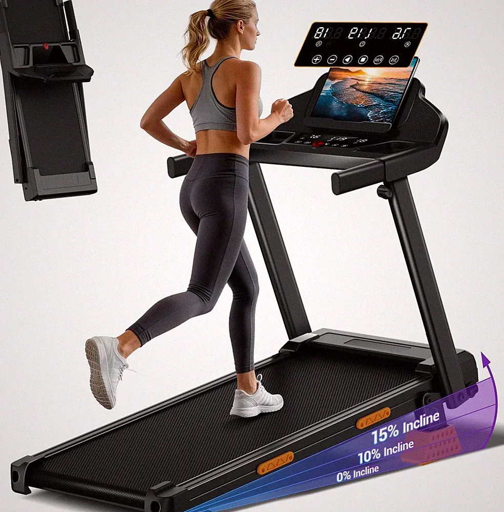 Laufband für Zuhause Klappbar mit 15% Steigung 12KM/H LED-Anzeige 136KG