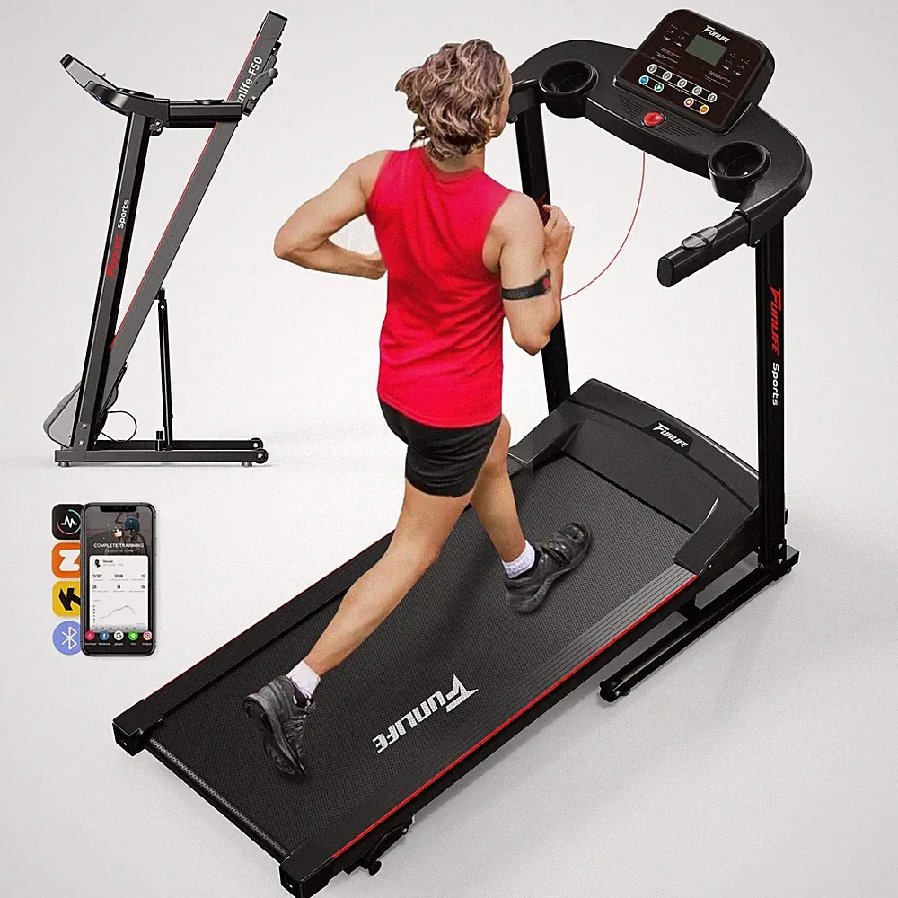 Laufband für Zuhause klappbar mit Steigung, App/Bluetooth/Programme, FunLife F50